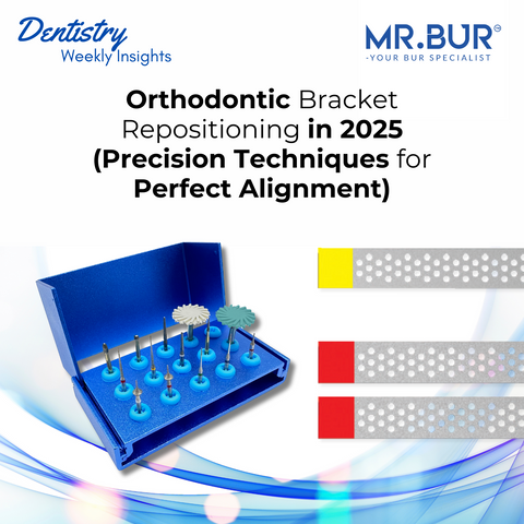 Orthodontic Bracket Repositioning in 2025 features advanced precision techniques using Mr. Bur Orthodontic Kit FG for accurate alignment, efficient adhesive removal, and improved treatment outcomes.