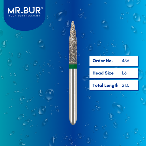 Mr. Bur 862 flame diamond bur 48A are tools used in multiple dental procedures. ISO 806 314 249 534 016 FG, Their flame heads are ideal for cavity preparationand easily remove decayed portions of a tooth to prepare it for a filling or a crown