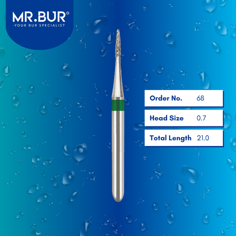 Mr. Bur 889L flame diamond bur 68 are tools used in multiple dental procedures. ISO 806 314 540 534 007 FG, Their flame heads are ideal for cavity preparationand easily remove decayed portions of a tooth to prepare it for a filling or a crown