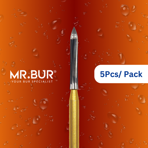 Mr. Bur Flame Finishing Carbide Dental Bur FG ensures precise, smooth contouring and polishing for restorations, enhancing surface quality and procedural accuracy.