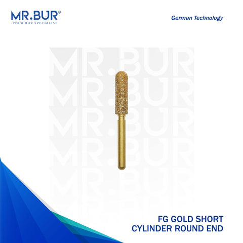 The #1 Best Gold Cylinder Round End Diamond Bur Short FG. Mr Bur offers the best online dental burs and is a Better Choice than Meisinger, Mani, Shofu, Eagle Dental, Trihawk, Suitable for Dental Cases.