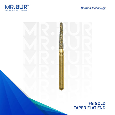 The #1 Best Gold Taper Flat End Diamond Bur FG. Mr Bur offers the best online dental burs and is a Better Choice than Meisinger, Mani, Shofu, Eagle Dental, Trihawk, Suitable for Dental Cases.