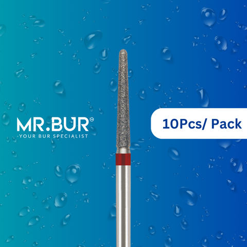 Mr. Bur FG Short Diamond Fine Pre-Polishing Mini Taper Round End Bur ensures precise, smooth surface finishing for ceramic and composite restorations.