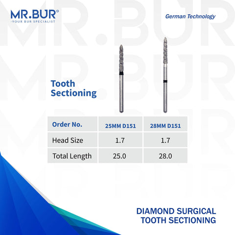 Spiral Cool Cut Tooth Sectioning Diamond Bur