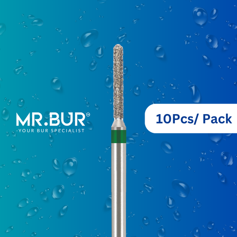 Mr. Bur straight torpedo diamond bur FG is designed for precise contouring and finishing in restorative procedures, ensuring efficient cutting and smooth surface refinement.