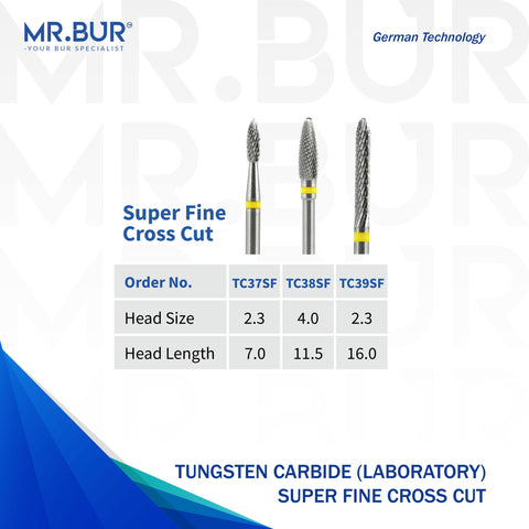 Tungsten Carbide Super Fine Cross Cut Laboratory Bur
