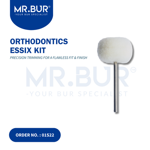 Mr. Bur Essix Retainer Kit ensures precise trimming and polishing for clear retainers, enhancing fit, comfort, and durability
