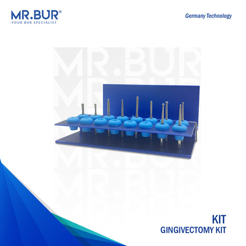 This is an image that shows the Gingivectomy Kit dental bur heads that are sold by mr Bur worldwide