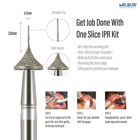 This image shows the benefits of Interproximal Reduction dental Bur (IPR) for aligner and invisalign sold by mr Bur worldwide