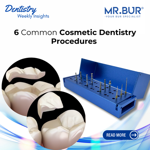 Mr Bur cosmetic dentistry kit featuring dental burs for veneers crowns bridges and inlays enhancing precision in esthetic dental procedures.