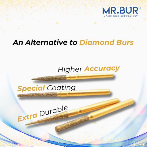 Best quality gold burs with varieties of shapes & sizes that able to use on multiple dental procedure