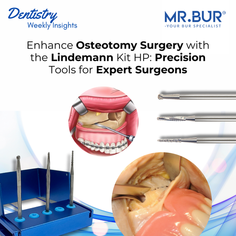 Enhance osteotomy surgery with Mr. Bur Lindemann Kit HP, featuring precision tools for accurate bone cutting and expert surgical outcomes.