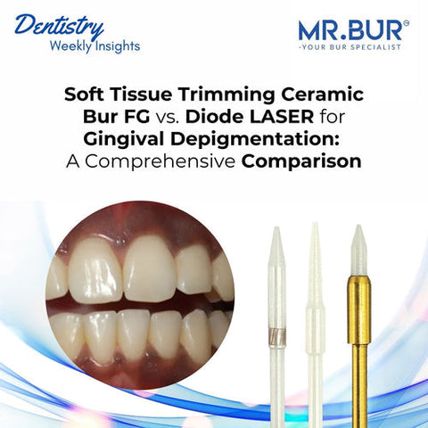 Mr. Bur soft tissue trimming ceramic bur FG vs. Diode Laser for gingival depigmentation, a detailed comparison of precision, healing, and clinical outcomes