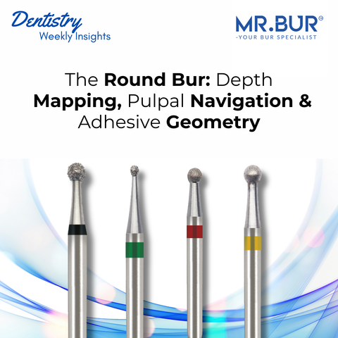 Mr Bur round carbide bur for depth mapping selective dentin removal and controlled caries excavation.