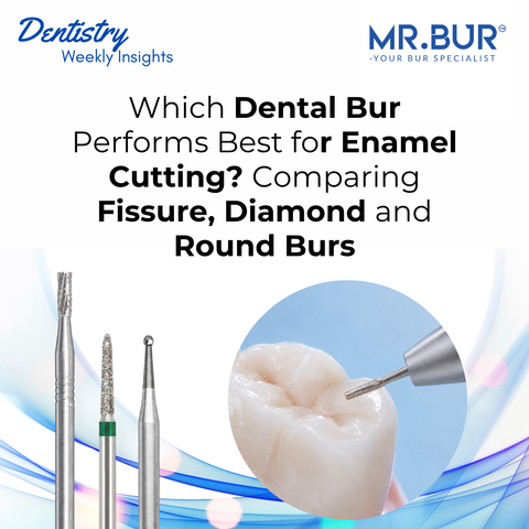 MR.Bur fissure bur diamond bur and round bur comparison for enamel cutting with lateral tooth preparation procedure