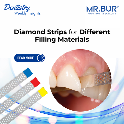 Mr. Bur diamond strip used for controlled interproximal reduction and precise space creation between teeth in restorative and orthodontic dentistry.