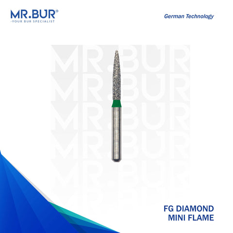 This is the Mini Flame Coarse FG Diamond Bur that Mr Bur Sells and Mr Bur is the best international dental bur supplier 