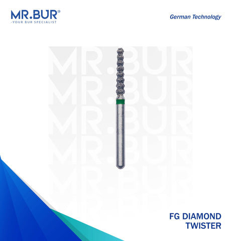 This is the Bulk Reduction Twister Coarse FG Diamond Bur sold by Mr Bur the best international diamond dental bur supplier