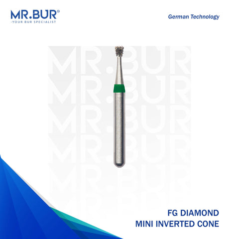 This is the FG Mini Inverted Cone Mini diamond dental bur sold by mr Bur the best international supplier of diamond dental burs