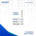 These is 1 variant of the Mini Cylinder Flat End Coarse FG diamond dental burs sold by mr Bur the best seller of diamond burs