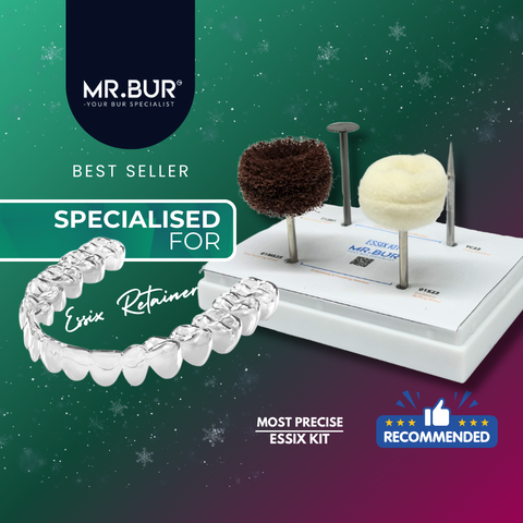 This image shows the best essix contouring and polishing kit and retainer polishing bur  designed for essix retainer cutting