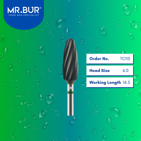 Mr. Bur TC113 CVD Coating Plain Cut Coarse Tungsten Carbide for Plaster is ideal for plastering, restorative work, prosthodontics, denture technique, and 3D acrylic denture procedures.