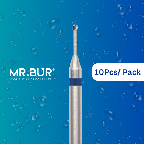 Mr. Bur Round Cross Cut Slender Neck Carbide Bur RA used for precise caries removal cavity refinement and access in deep and interproximal areas.