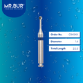 Mr. Bur Round Cross Cut Slender Neck Carbide Bur RA, CB4SNX, used for precise caries removal cavity refinement and access in deep and interproximal areas.
