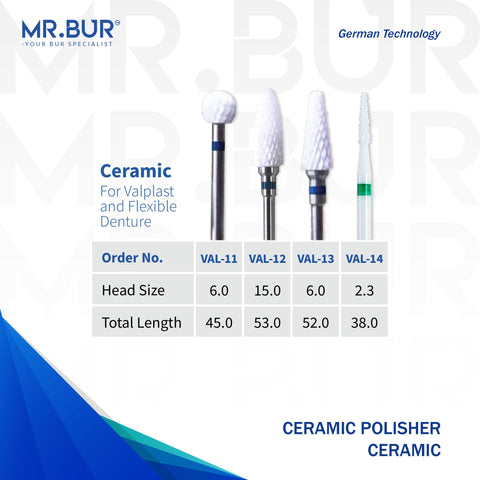 Ceramic Polisher For Valplast and Flexible Dentures