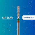 Mr. Bur Double Grit Crown Cutter Diamond Bur FG used for sectioning PFM and metal crowns during full coverage crown removal procedures.