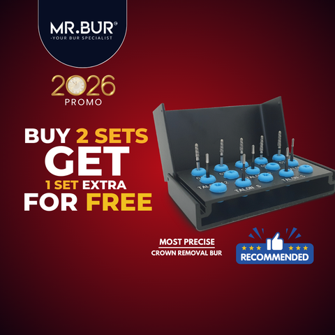 MR.BUR Crown Cutter Kit is the ultimate solution for dentists who need reliable tools for cutting and removing all types of crowns including PFM, Metal, or Zirconia in am minute.