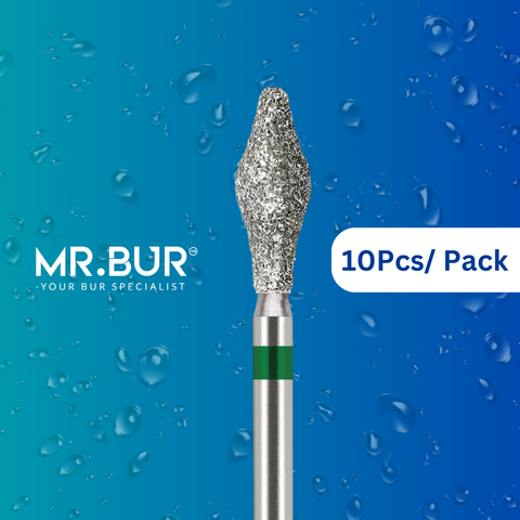 Mr. Bur Occlushaper Diamond Bur FG used for occlusal shaping in onlay overlay tabletop restorations and minimally invasive ceramic crown preparations.