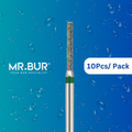 Mr. Bur FG Cylinder Rounded Edge diamond bur used for axial wall reduction and shoulder margin refinement in crown preparation procedures.