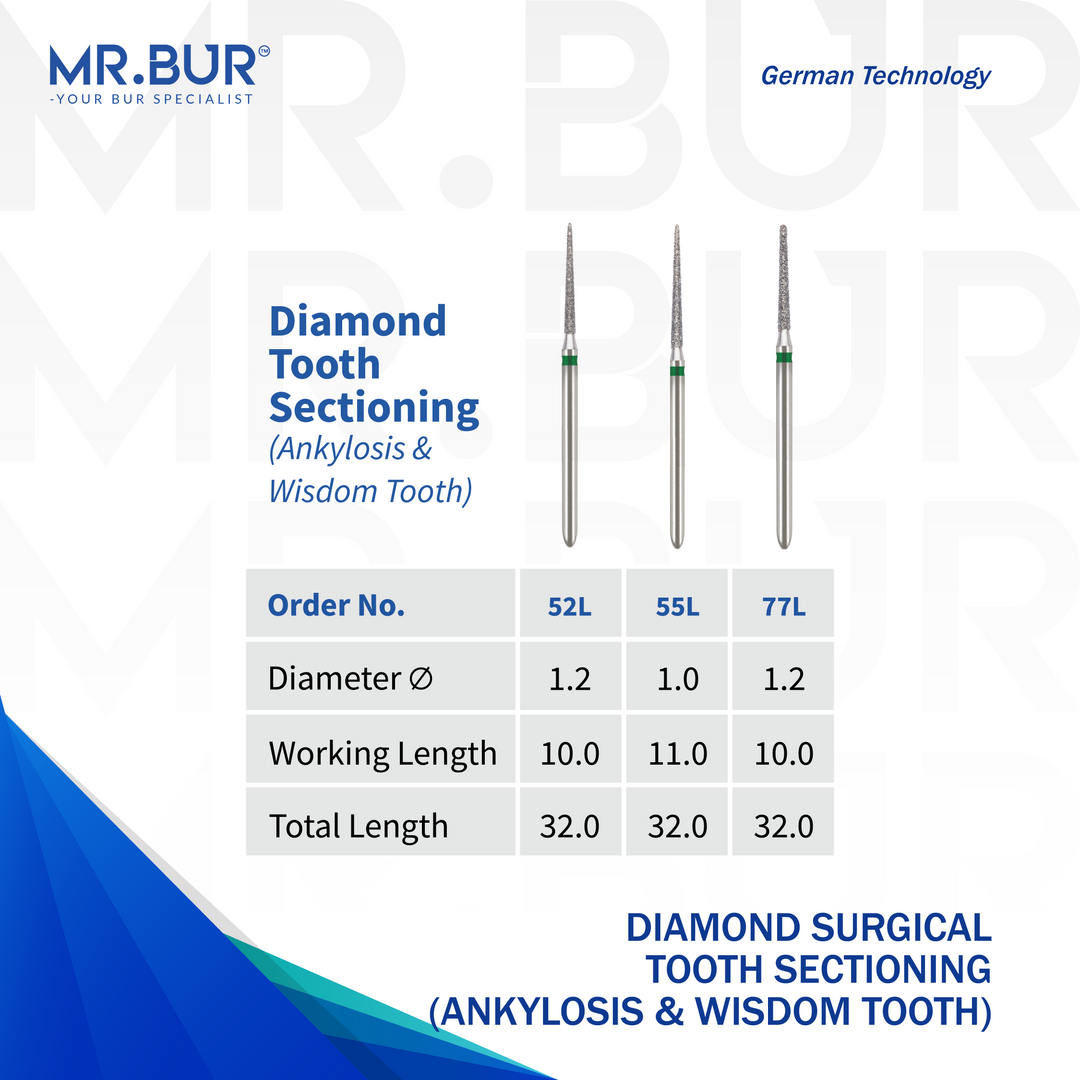 Pointed Cone Coarse Diamond Surgical Bur 32mm FG | MR. BUR – Mr Bur