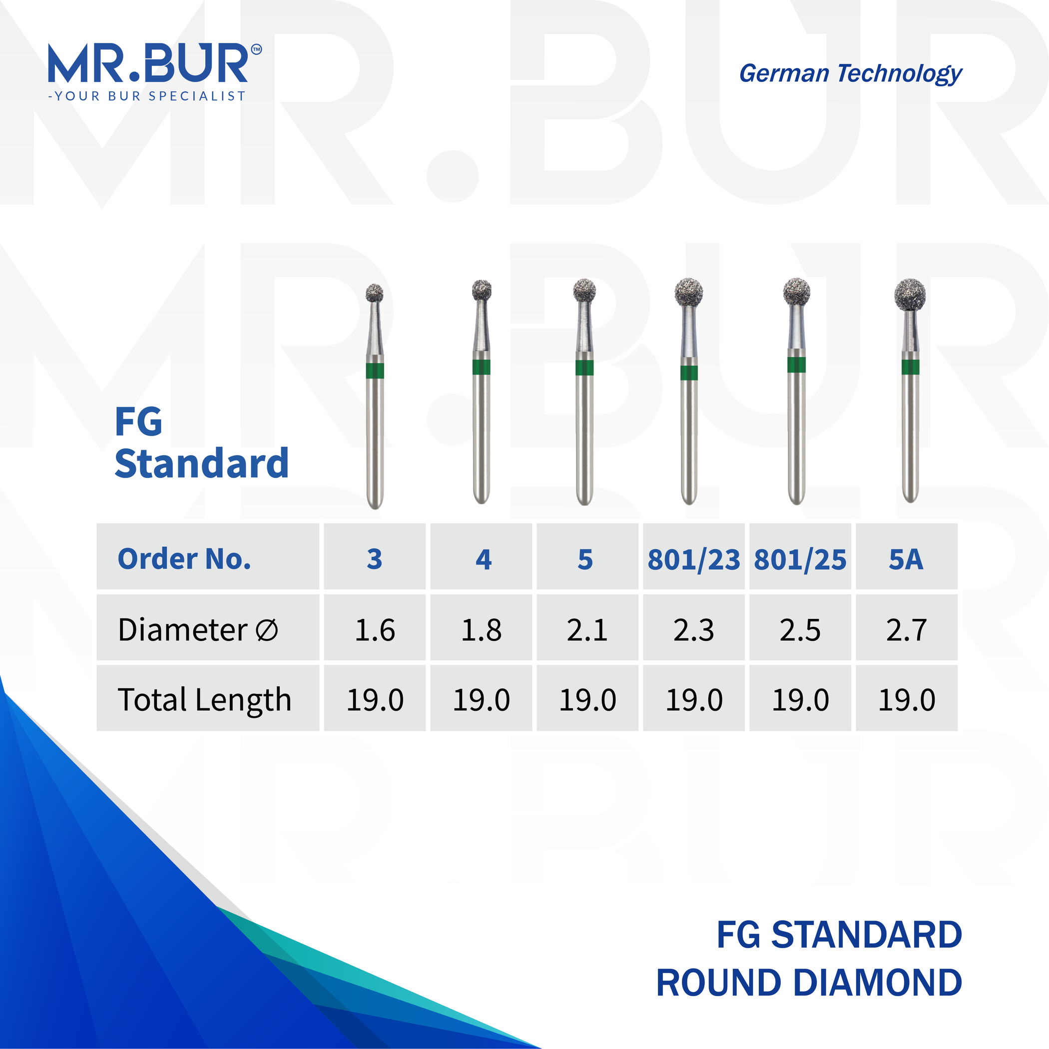Bur Rond The Best Round Ball Coarse Diamond Bur FG | MR. BUR – Mr Bur