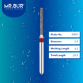 Mr. Bur Cylinder Rounded Edge Fine Diamond Bur FG, 21RAF, used for smooth shoulder refinement, axial wall finishing, and precise margin detailing in crown and bridge preparations.
