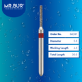 Mr. Bur Cylinder Rounded Edge Fine Diamond Bur FG, 86CRF, used for smooth shoulder refinement, axial wall finishing, and precise margin detailing in crown and bridge preparations.