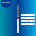 Mr. Bur 74BF Fine Grit Pre-Polishing Flame Diamond Bur FG are tools used in multiple dental procedures. Their flame-shaped heads are ideal for effective cavity preparation, veneer preparation, chamfer margin bur, and crown and bridge preparation.
