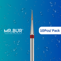Mr. Bur Fine Grit Pre-Polishing Pointed Cone Diamond Bur FG Smile Design used for precise margin refinement, embrasure contouring, and smooth pre-polishing of veneers and anterior restorations.