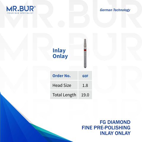 This is a variant of the Fine Grit Pre-Polishing Inlay Onlay FG Diamond Bur sold by Mr Bur the best international supplier of diamond dental burs the head size shown here is 1.8mm