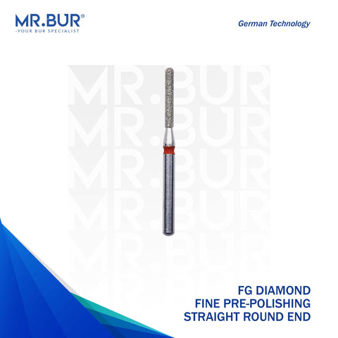 This is the Fine Grit Pre-Polishing Straight Round End FG Diamond Bur sold by Mr Bur the best international supplier of dental diamond bur