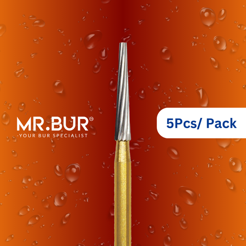 Mr. Bur Flat End Taper Finishing Carbide Dental Bur FG ensures precise, smooth finishing for restorations, enhancing contouring, durability, and procedural accuracy.