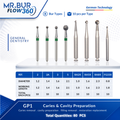 Bundle of dental burs with specifications used for caries & cavity preparation.