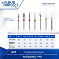 Bundle of dental burs with specifications used for finishing & polishing.