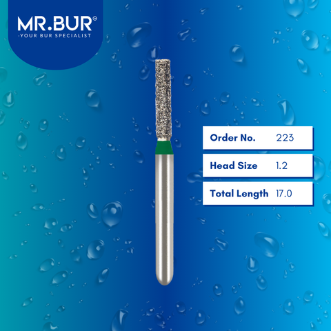 Mr. Bur 836 mini cylinder diamond bur 223 are tools used in many dental procedures. ISO 806 313 109 534 012 FG, Their mini cylinder heads are ideal for for different purposes, including removal of amalgam restorations, creating space and contours for crown placement and cavity preparations that have limited mouth opening. 