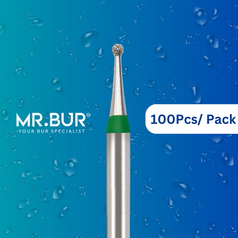 Mr. Bur 100pcs mini round ball coarse FG is ideal for anterior and posterior tooth cavity prep, crown prep, endo access, fillings, open access, prophylaxis, pediatric use, trimming, and prep.