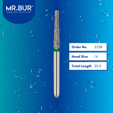 Mr. Bur 848 mini tapered flat end diamond bur 225B are tools used in multiple dental procedures. ISO 806 313 173 534 016 FG, Their mini tapered flat end heads are ideal for for effective crown and bridge preparation, shoulder margin preparation, and trimming and preparation for all composite materials. 