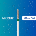 Mr. Bur taper torpedo diamond bur FG short is ideal for precise contouring in limited access areas, offering efficient cutting and smooth finishing in restorative and prosthetic procedures.