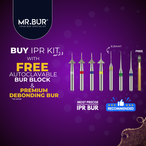 MR.BUR Interproximal Reduction Dental Bur. Available in 0.2mm, 0.3mm, 0.4mm, 0.45mm, and 0.5mm for maximize precision and efficacy in interdental space adjustment and enamel reduction 