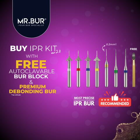 MR.BUR Interproximal Reduction Dental Bur. Available in 0.2mm, 0.3mm, 0.4mm, 0.45mm, and 0.5mm for maximize precision and efficacy in interdental space adjustment and enamel reduction 